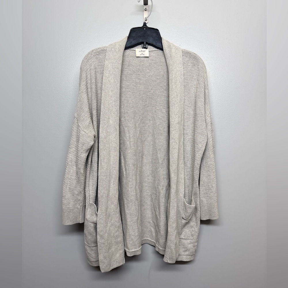 Wilfred Silk Blend Light Gray Textured Knit Cardigan SIZE M